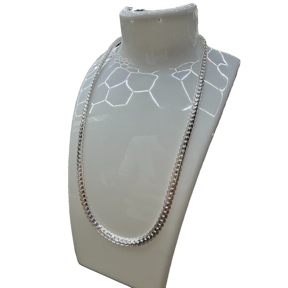 Unbranded Jewelry - 925 Silver Cuban Link Ribbed Finish Necklace 18” 5mm 17 Grams